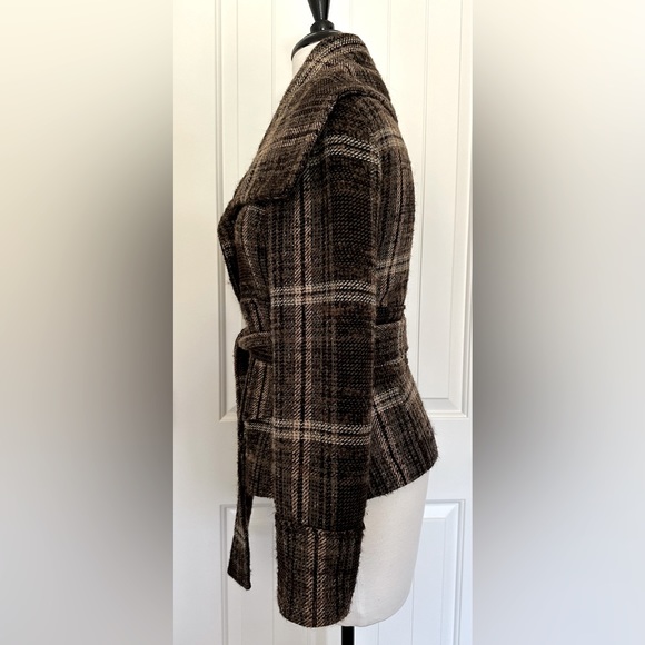 MNG Suit by Mango Plaid Belted Tweed Coat - Picture 4 of 7